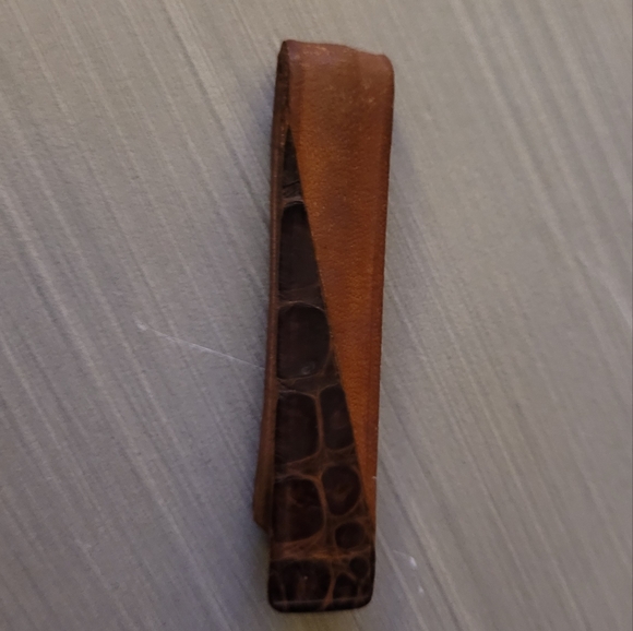 🤑Vintage SWANK Leather & Alligator Skin Money Clip - Picture 5 of 10
